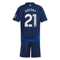 Echipament fotbal Manchester United Antony #21 Tricou Deplasare 2024-25 pentru copii maneca scurta (+ Pantaloni scurti)